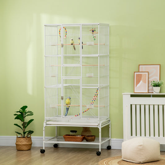 Grille 180cm Bird Cage Wheeled White by Pawhut