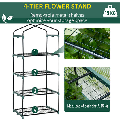 Outsunny 4 Tiers Portable Mini Greenhouse Plant Grow Shed Green House Metal Frame Pe Cover 160H X 70L X 50W cm White