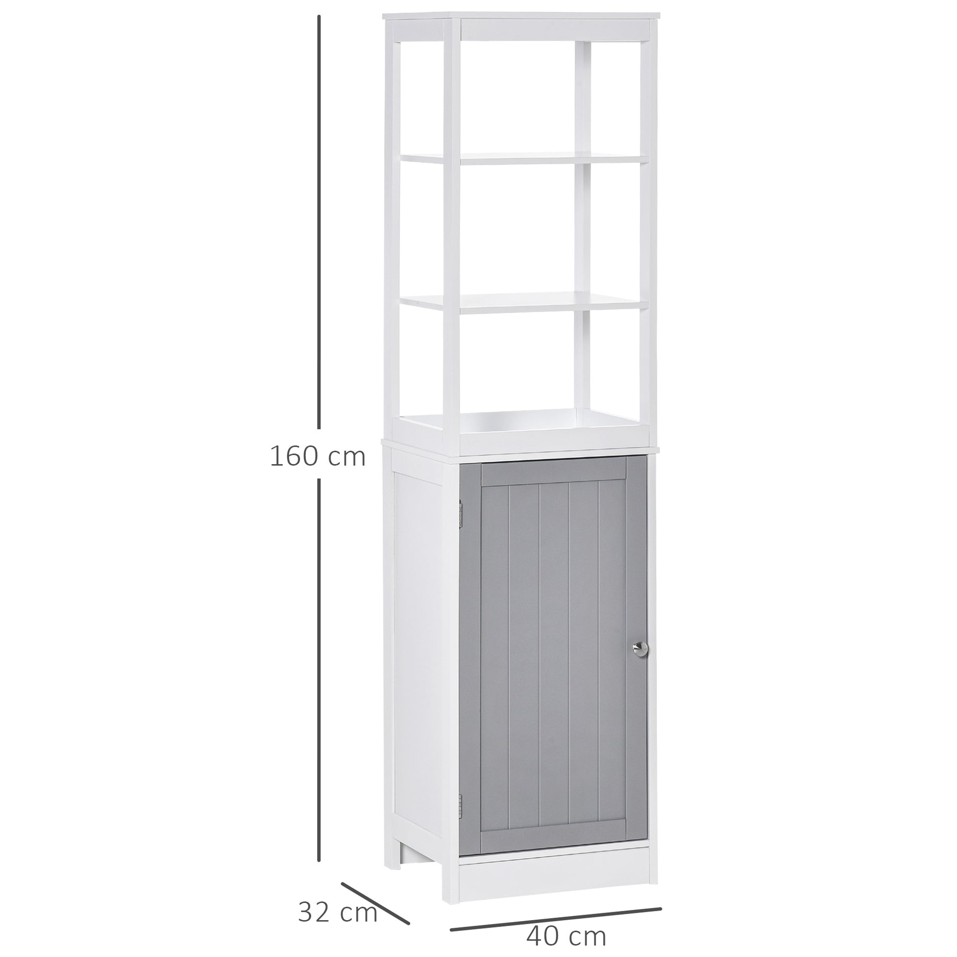 kleankin Tall Bathroom Cabinet Free Standing Slimline Cupboard Tallboy Unit Storage Organiser for Bathroom