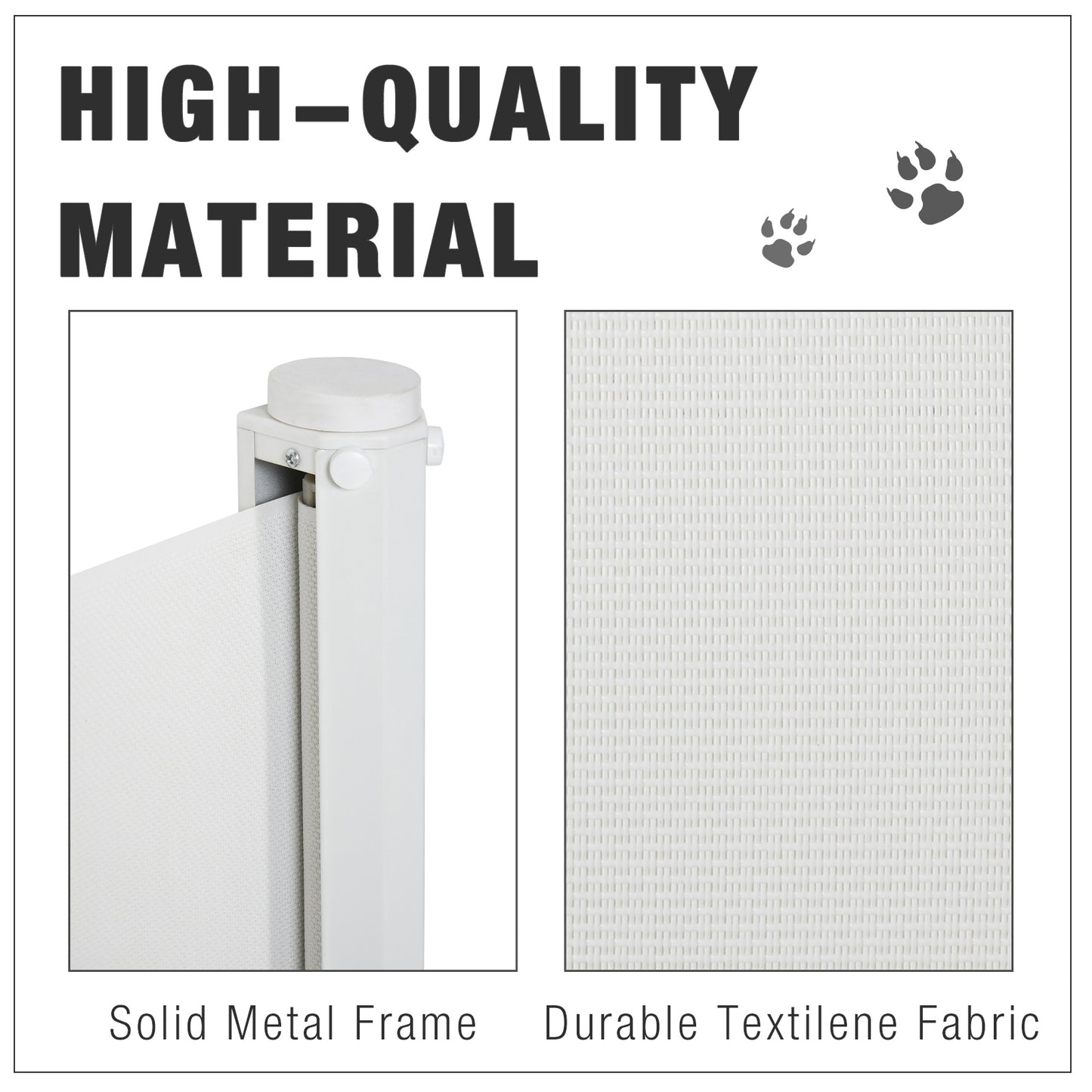 PawHut Retractable Safety Gate Dog Pet Barrier Folding Protector Home Doorway Room Divider Stair Guard White 115Lx82.5H cm