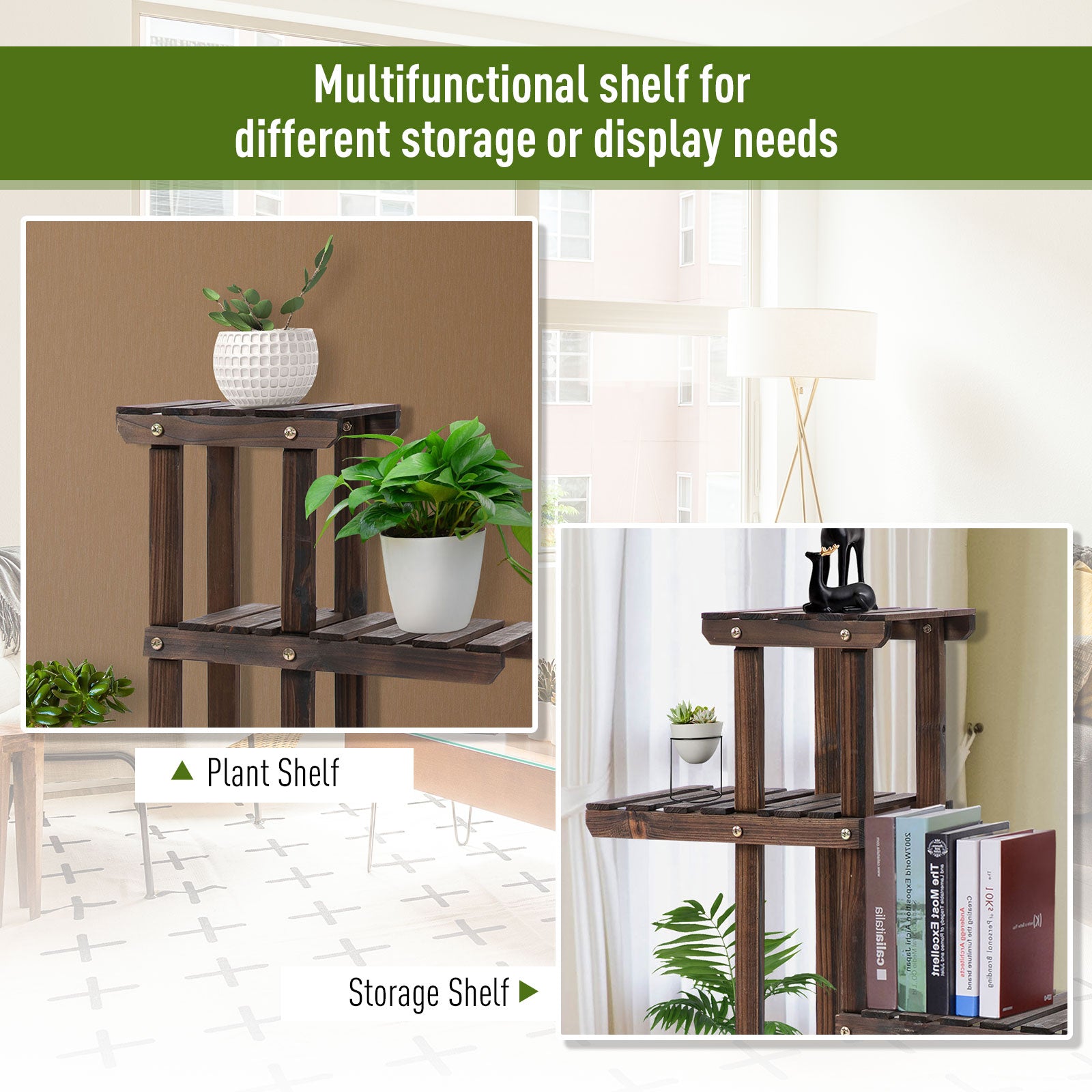 Outsunny 4-Tier Plant Stand with Wheels and Brakes