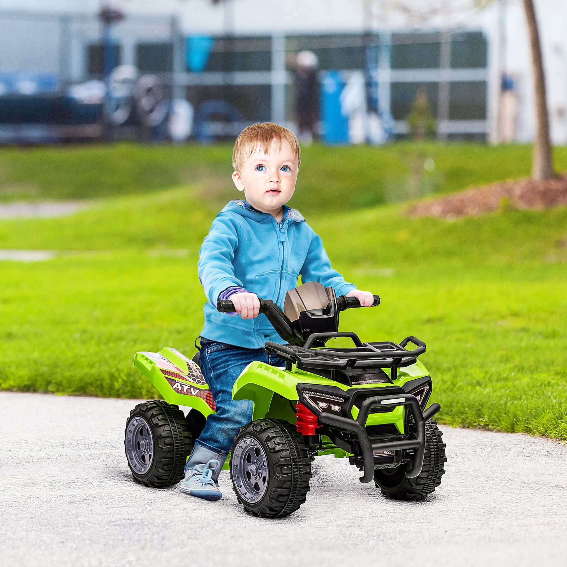 Homcom Kids Ride-on Four Wheeler ATV Car with Real Working Headlights for 18-36M