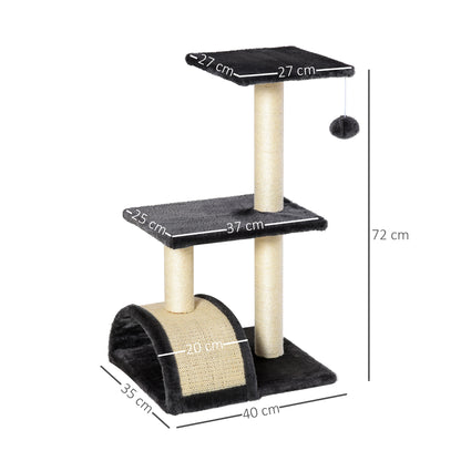 PawHut Cat tree Tower 72cm Climbing Activity Centre Kitten-Grey