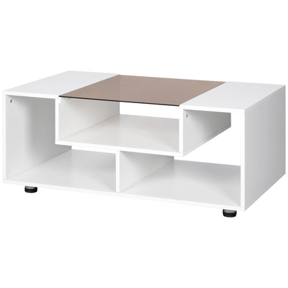 Homcom Modern Coffee Table with Tempered Glass Top