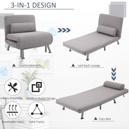 Homcom Adjustable Back Futon Sofa Chair - Grey