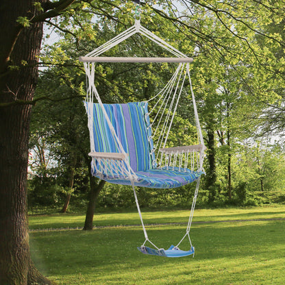 Outsunny Hanging Rope Chair with Soft Padded Seat & Backrest