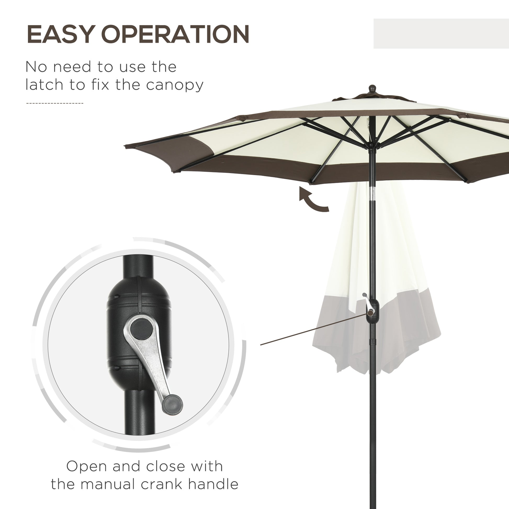 Outsunny 2.7m Garden Parasol Umbrella with 8 Metal Ribs