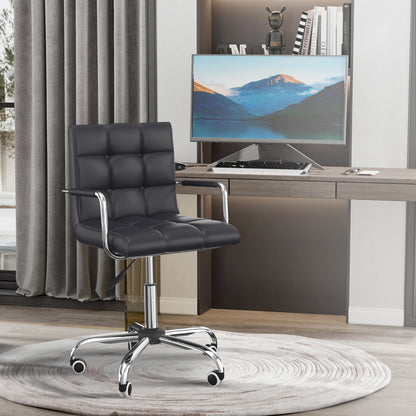 Vinsetto Mid Back PU Leather Home Office Desk Chair Swivel Computer Chair with Arm