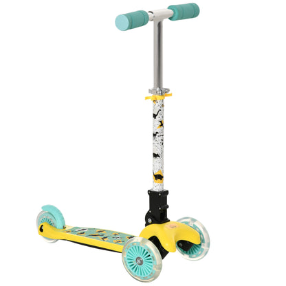 Homcom Foldable Scooter for Kids with 3 Wheel Adjustable Height Flashing Wheels