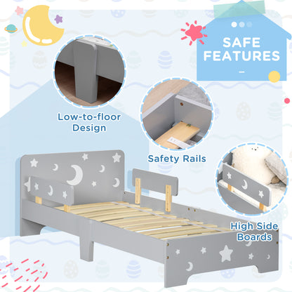 ZONEKIZ Kids Toddler Bed with Star & Moon Patterns