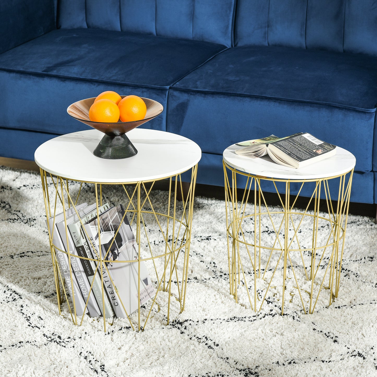 Homcom Set of 2 Nesting Side Tables with Storage