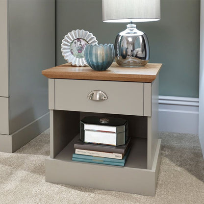 Kendal Bedside Table Grey 1 Shelf 1 Drawer