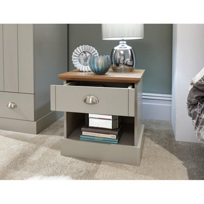 Kendal Bedside Table Grey 1 Shelf 1 Drawer