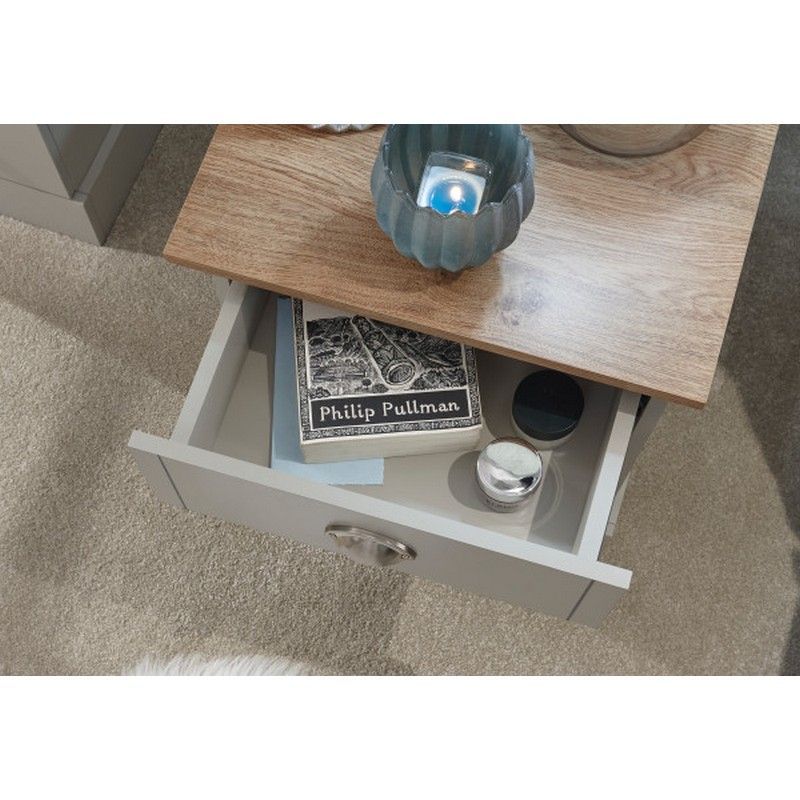 Kendal Bedside Table Grey 1 Shelf 1 Drawer