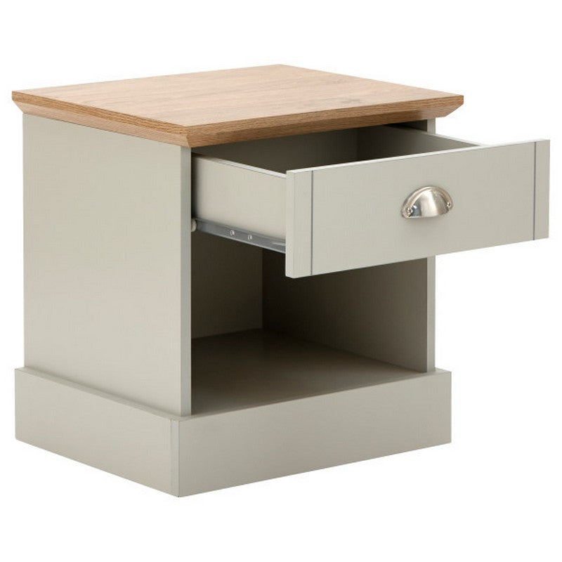 Kendal Bedside Table Grey 1 Shelf 1 Drawer