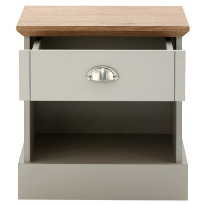 Kendal Bedside Table Grey 1 Shelf 1 Drawer