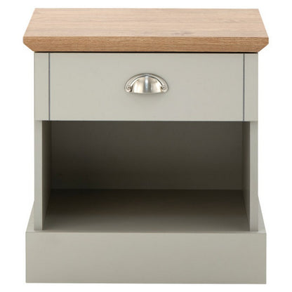 Kendal Bedside Table Grey 1 Shelf 1 Drawer