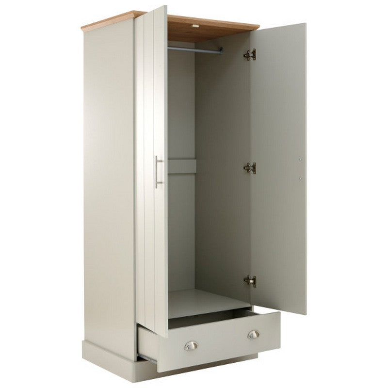 Kendal Tall Wardrobe Grey 2 Doors 1 Drawer