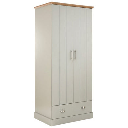 Kendal Tall Wardrobe Grey 2 Doors 1 Drawer