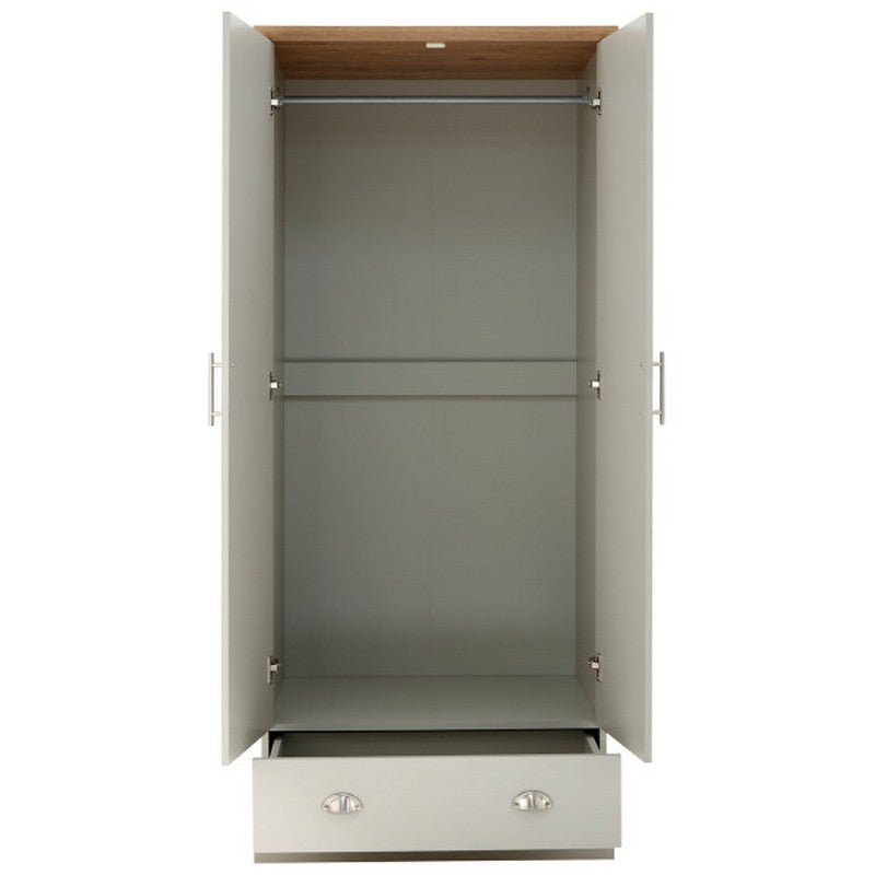 Kendal Tall Wardrobe Grey 2 Doors 1 Drawer