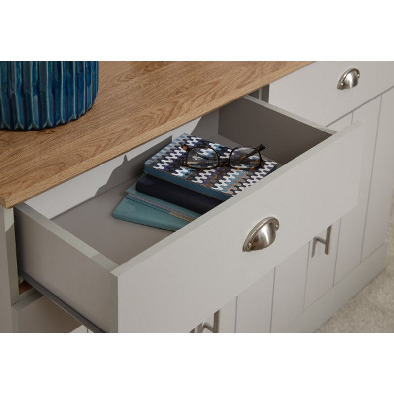 Kendal Large Sideboard Grey 3 Doors 4 Shelves 2 Drawers