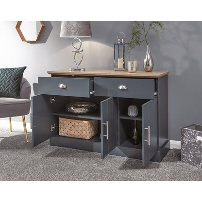 Kendal Large Sideboard Blue 3 Doors 2 Shelves 2 Drawers