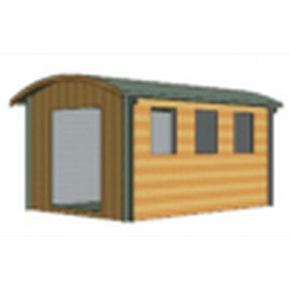 Shire Kilburn 9' 9" x 11' 9" Curved Log Cabin - Premium 34mm Cladding Tongue & Groove