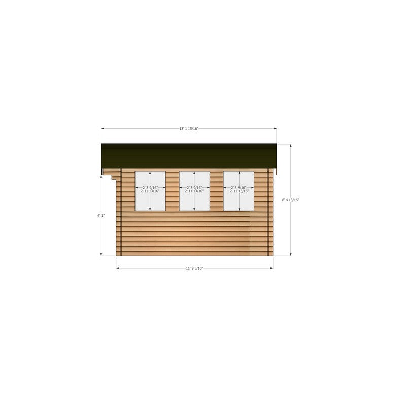 Shire Kilburn 9' 9" x 11' 9" Curved Log Cabin - Premium 34mm Cladding Tongue & Groove