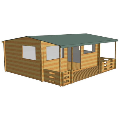 Shire Kingswood 17' 8" x 11' 9" Reverse Apex Log Cabin - Premium 44mm Cladding Tongue & Groove