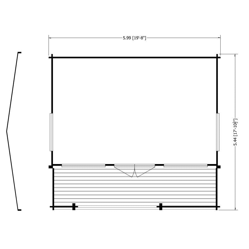 Shire Kingswood 17' 8" x 19' 4" Reverse Apex Log Cabin - Premium 44mm Cladding Tongue & Groove