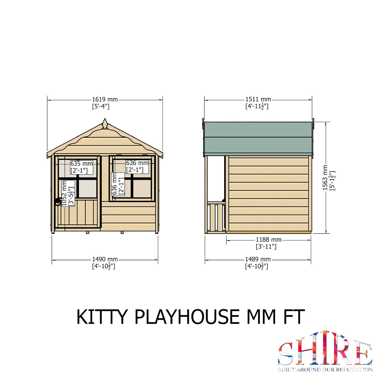 Shire Kitty 5' 4" x 4' 10" Apex Children's Playhouse - Premium Dip Treated Shiplap