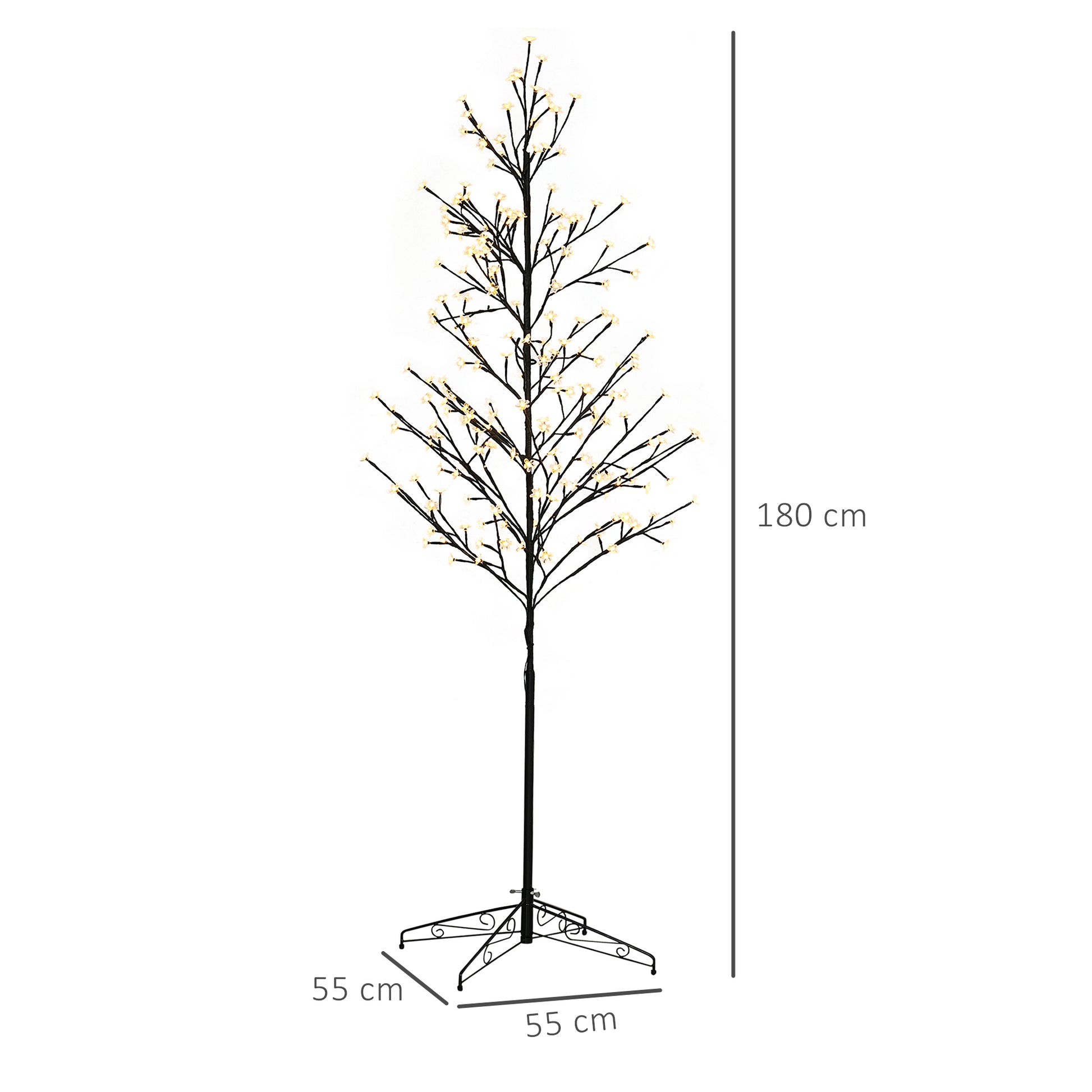 Homcom 6ft Artificial Cherry Tree Light with Plug In 180 Warm White Pre-Lit LED light for Indoor and Covered Outdoor Use