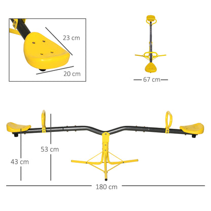 Outsunny 360° Rotating Kids Seesaw Metal Teeter-Totter Children Playground Equipment for Indoors and Outdoors