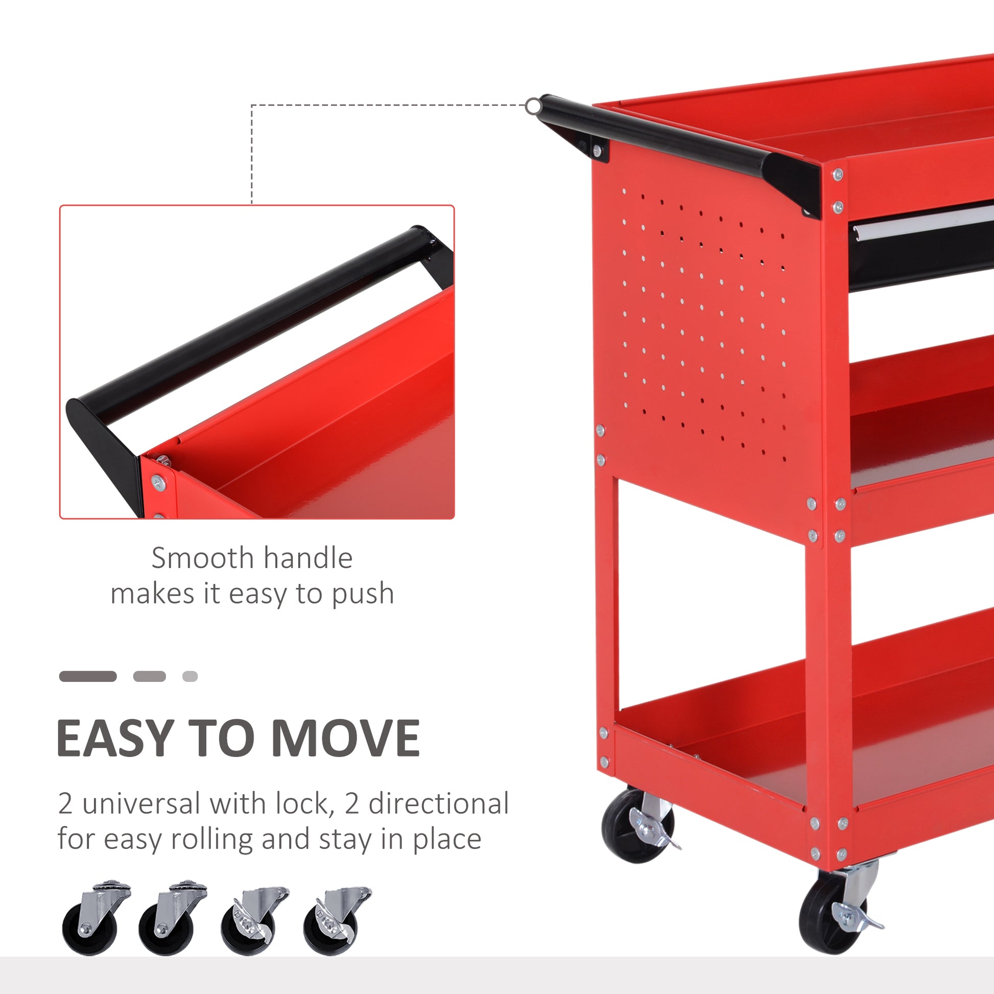 DURHAND 3-Tier Tool Trolley Tool Storage Cart