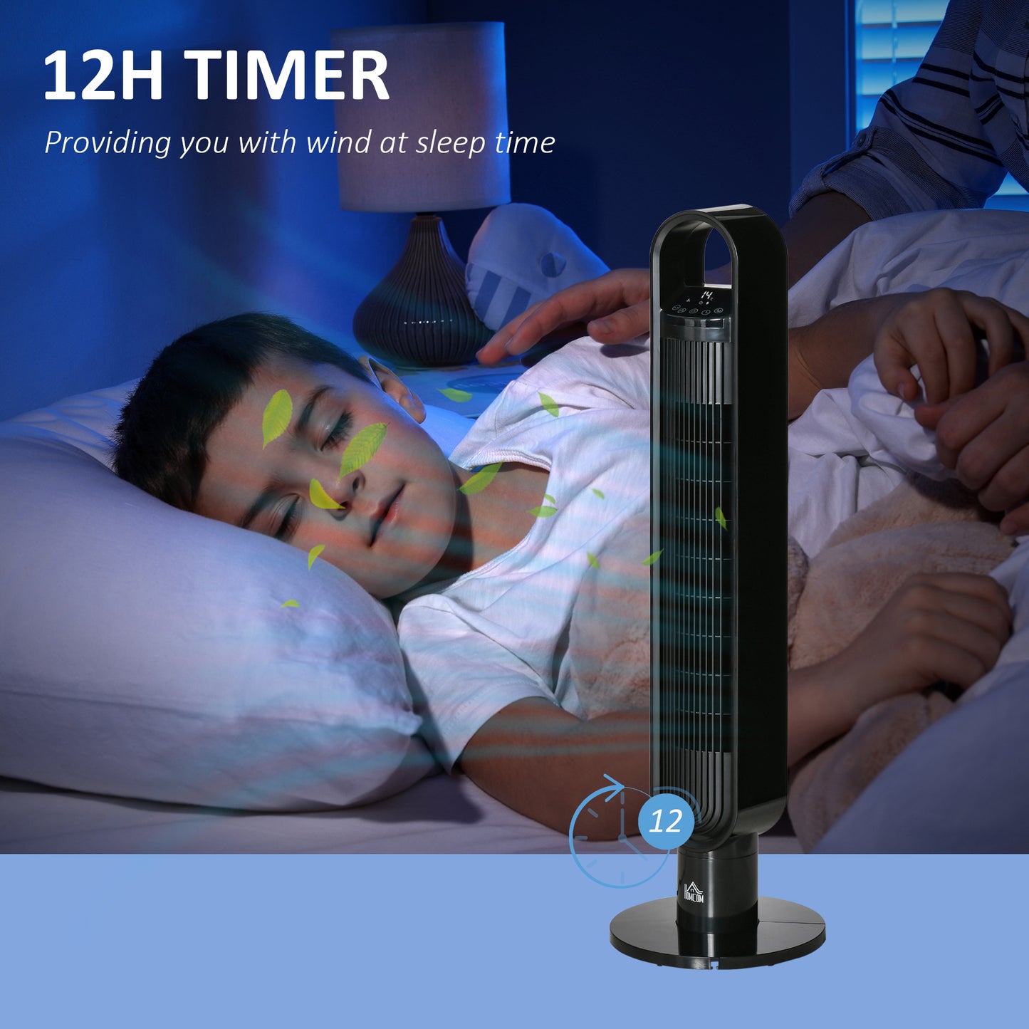 Homcom 39" Anion Freestanding Tower Fan Cooling for Bedroom with Oscillating