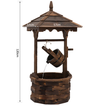 Outsunny Wooden Garden Wishing Well Fountain Barrel Waterfall Rustic Wood With Pump Garden Dcor Ornament