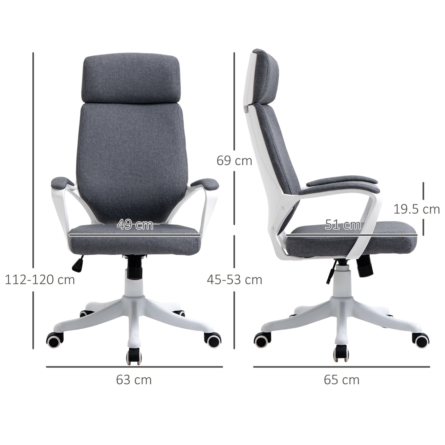 Vinsetto High Back Swivel Office Chair with Lumbar Back Support