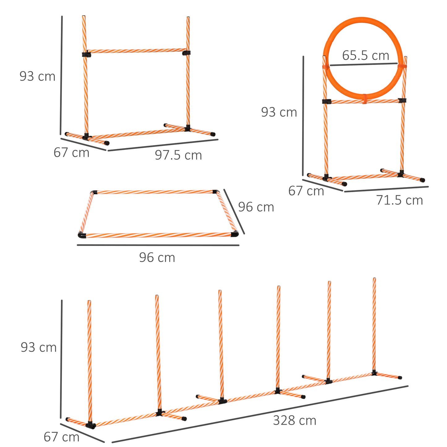 PawHut Pet Agility Training Equipment Dog Play Run Jump Hurdle Bar Obedience Training Set with Adjustable Height Jump Ring High Jumper Weave Poles Square Pause Box Carry Bag Whistle