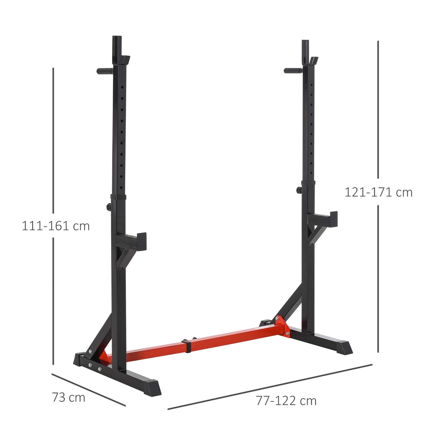 Homcom Barbell Rack Squat Dip Stand Weight Lifting Bench Press Home Gym 121-171cm