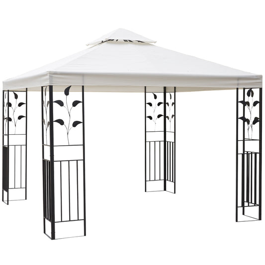 Outsunny 3 x 3m Outdoor Steel Gazebo with 2 Tier Roof