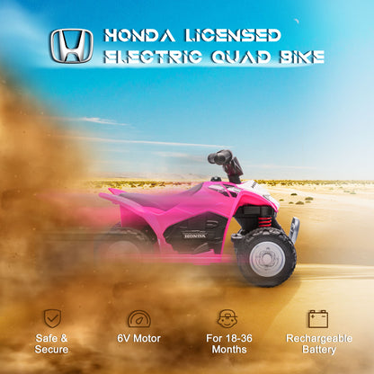 Honda Ride On Quad Bike With LED Light & Horn 1.5 To 3 Years Pink by Aiyaplay