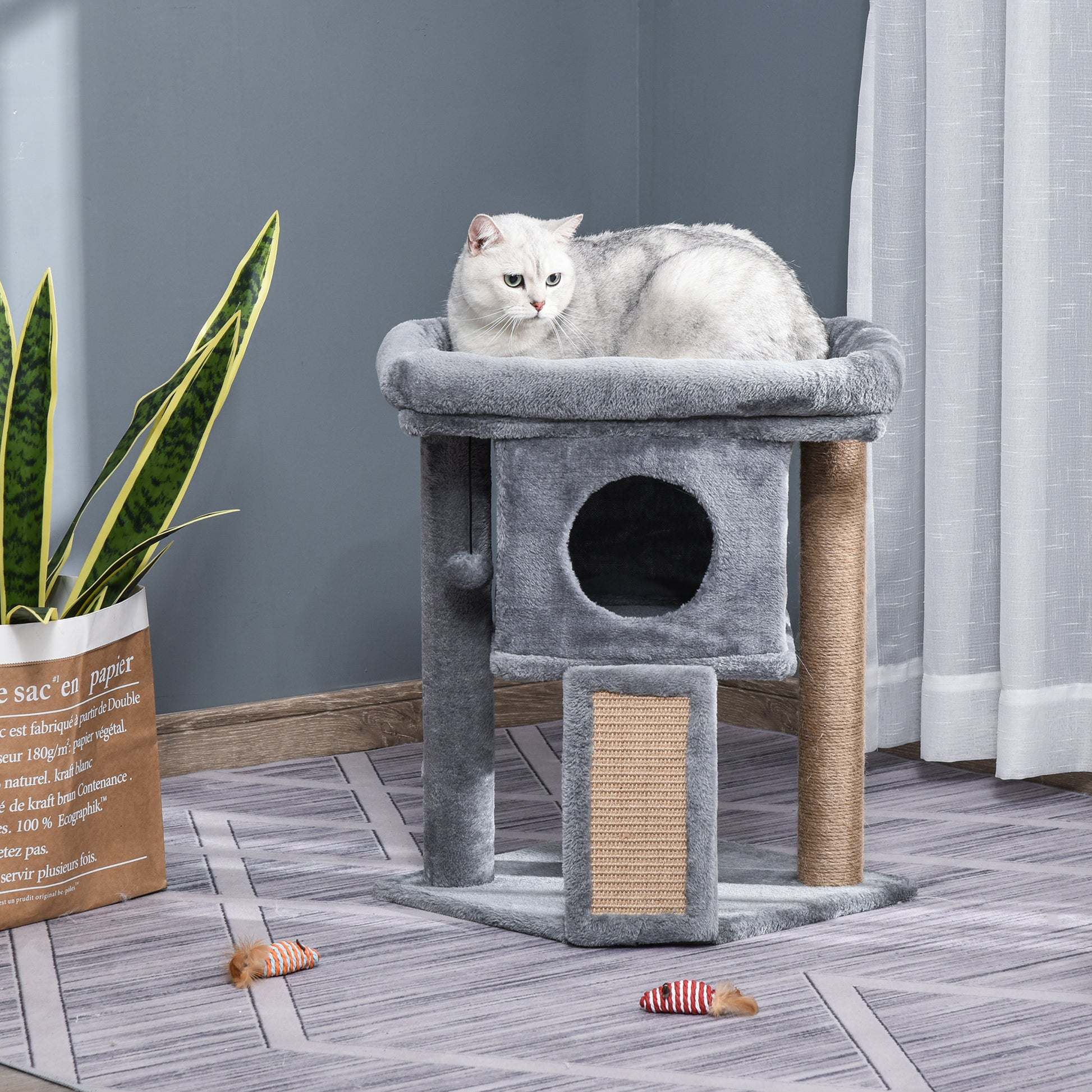 PawHut Cat Tree for Indoor Cats Kitten Tower Climbing Activity Centre Furniture w/ Jute Scratching Pad