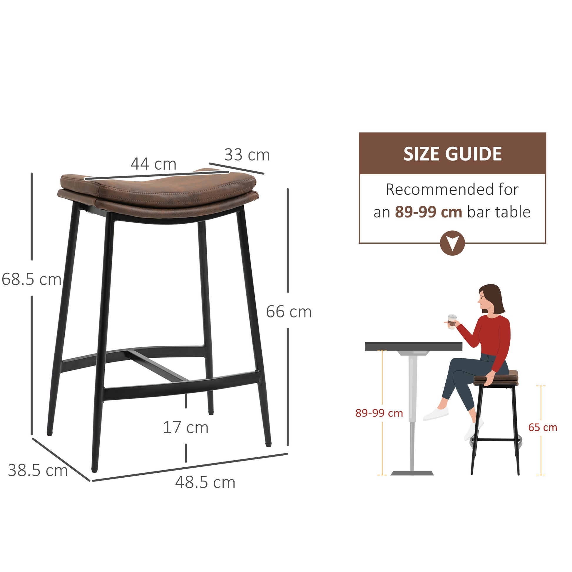 Homcom Breakfast Bar Stools Set of 2