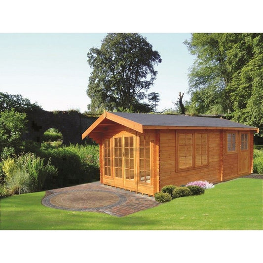 Shire Keilder 13' 8" x 14' 8" Apex Log Cabin - Premium 44mm Cladding Tongue & Groove