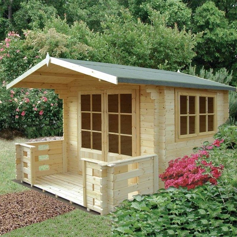 Shire Kesteven 9' 9" x 5' 10" Apex Log Cabin - Premium 34mm Cladding Tongue & Groove