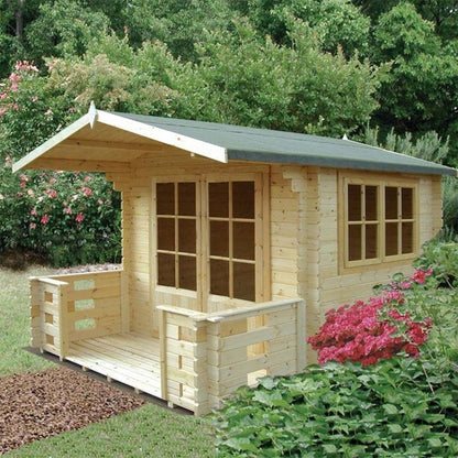 Shire Kesteven 9' 9" x 11' 9" Apex Log Cabin - Premium 28mm Cladding Tongue & Groove