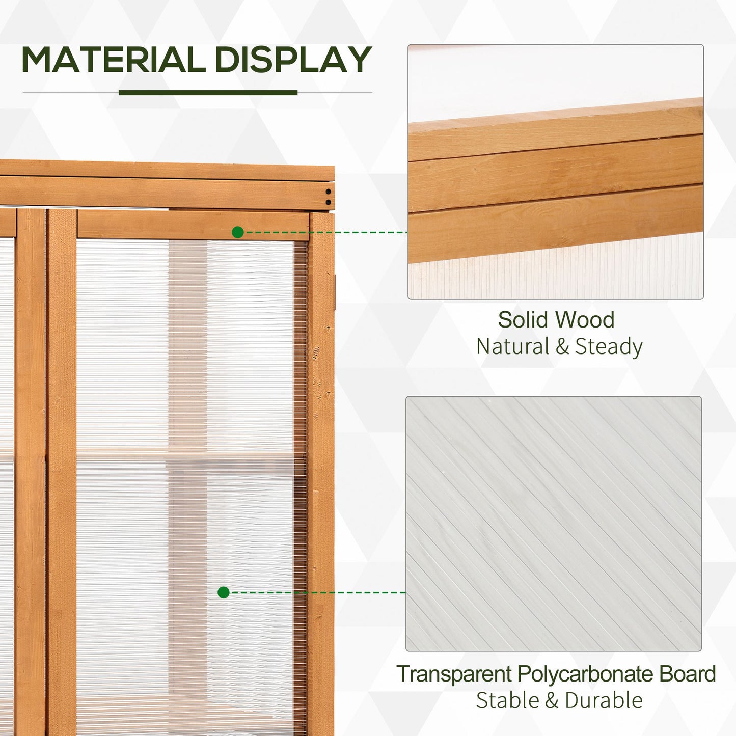 Outsunny 3-tier Wood Greenhouse Garden Polycarbonate Cold Frame Grow House w/ Storage Shelf for Plants