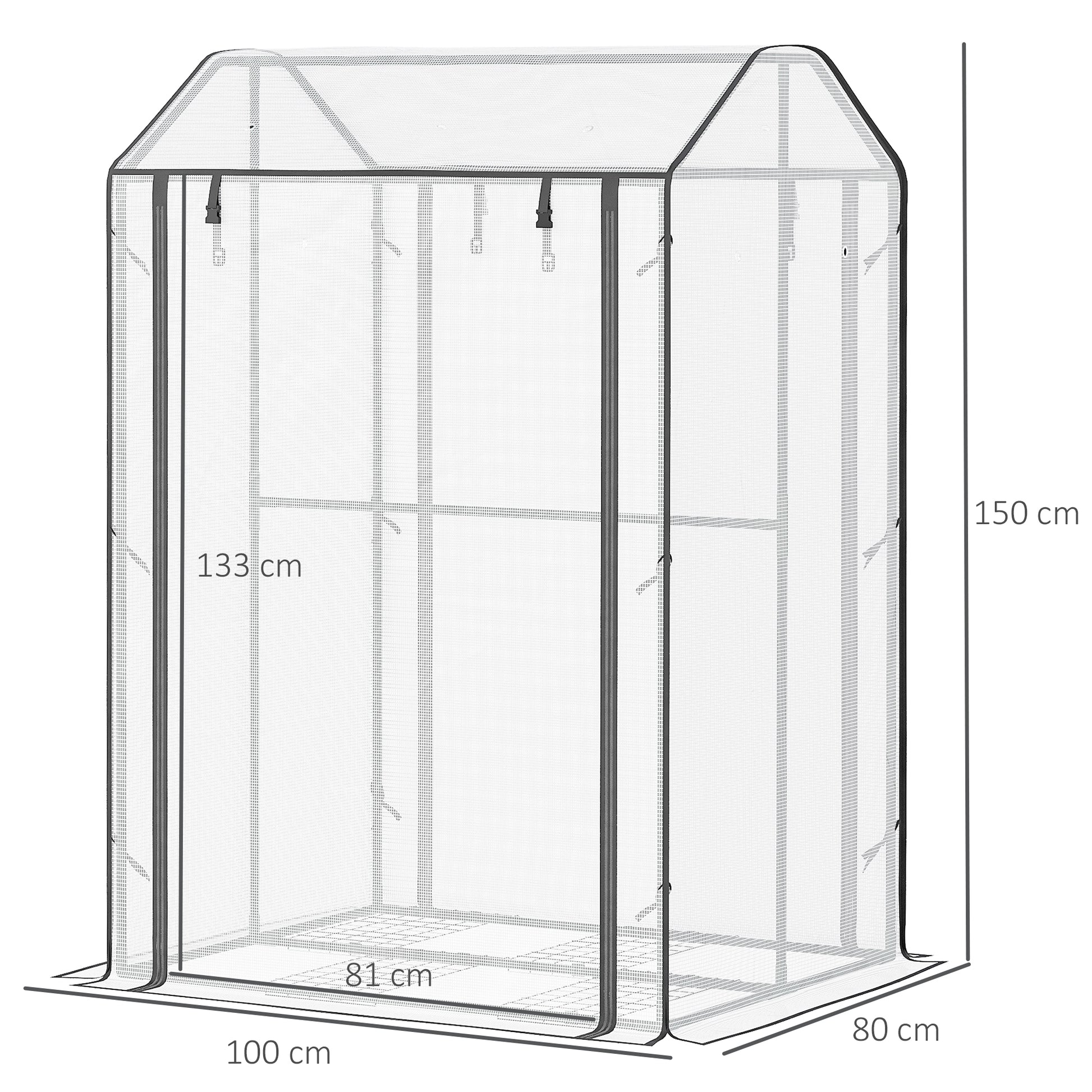 Outsunny Mini Greenhouse with Shelves Portable Garden Grow House for Plants with Roll Up Door and Vents