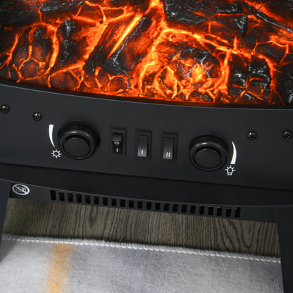 Homcom 900W/1800W Tempered Glass Electric Fireplace Heater-Black