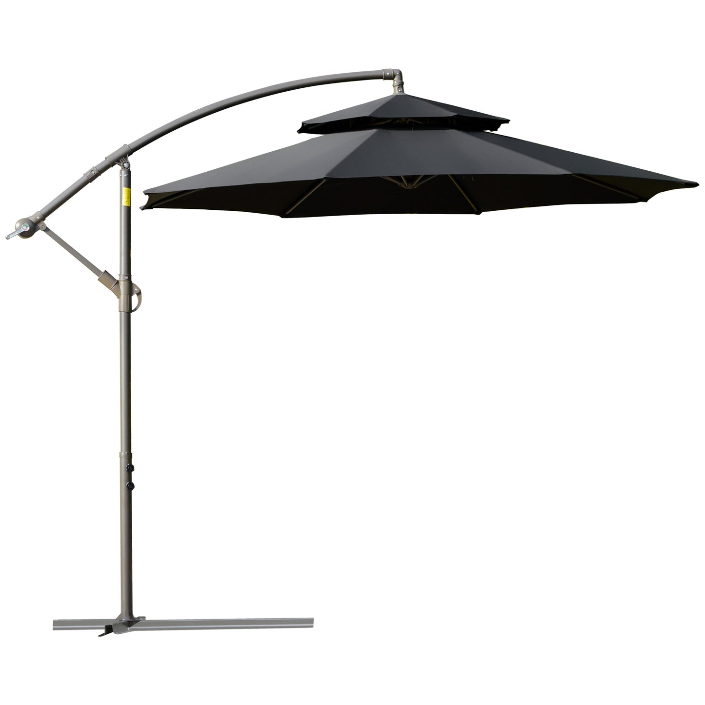 Outsunny 2.7m Garden Banana Parasol Cantilever Umbrella with Crank Handle